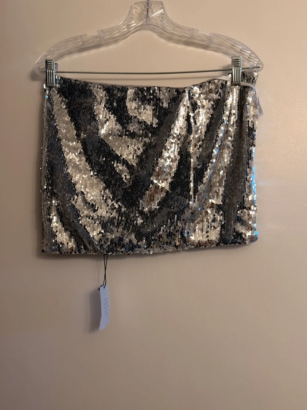 NWTS Silver Sequin Mini Skirt Super Down
